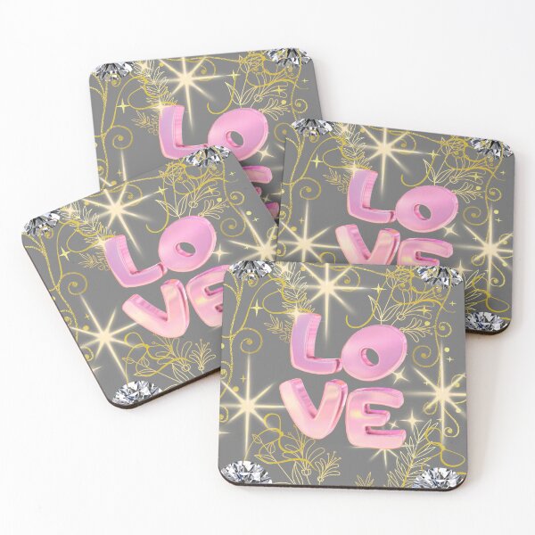 Item preview, 3D Bubble Love Letters Pink Gold Luxury Print designed and sold by Extremeallie.