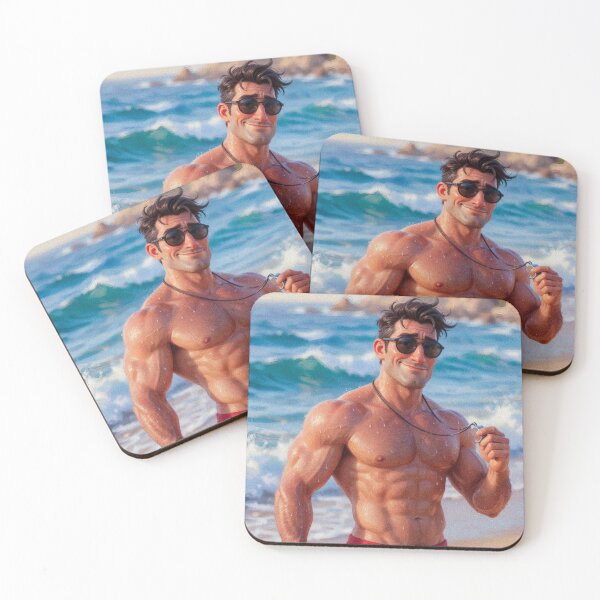 Item preview, Realistic Muscular Lifeguard Beach Portrait Art designed and sold by ZhivanCrimson.