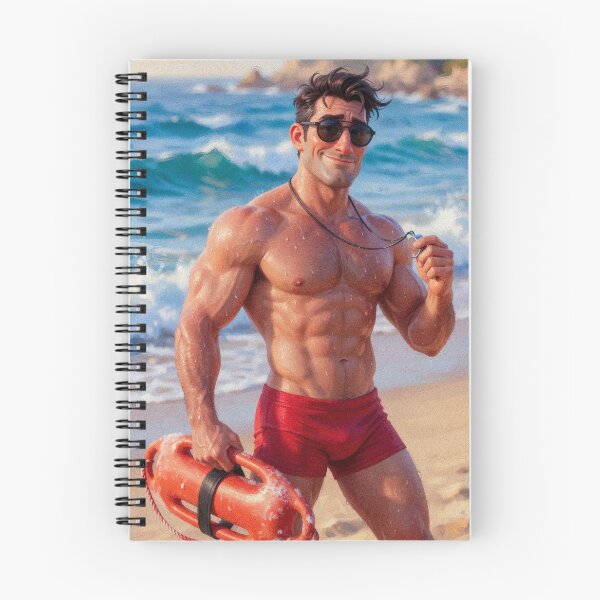 Item preview, Realistic Muscular Lifeguard Beach Portrait Art designed and sold by ZhivanCrimson.