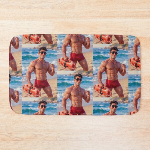 Item preview, Realistic Muscular Lifeguard Beach Portrait Art designed and sold by ZhivanCrimson.