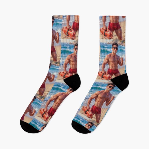 Item preview, Realistic Muscular Lifeguard Beach Portrait Art designed and sold by ZhivanCrimson.