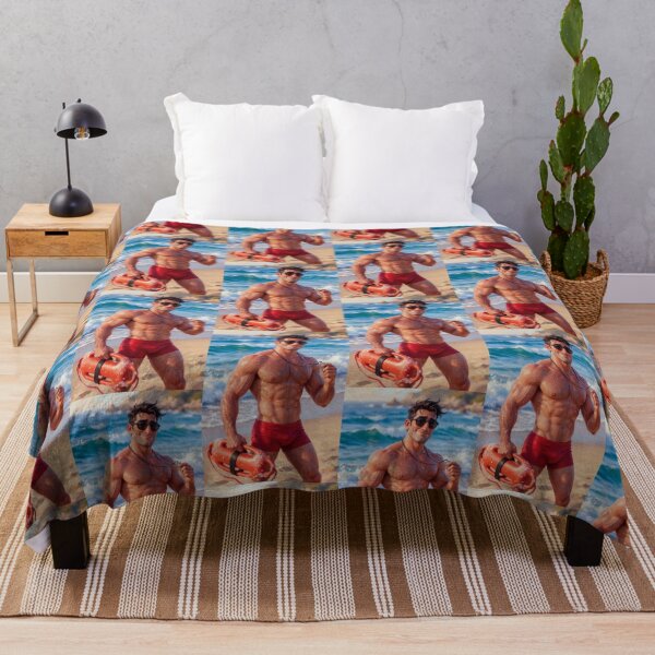 Item preview, Realistic Muscular Lifeguard Beach Portrait Art designed and sold by ZhivanCrimson.