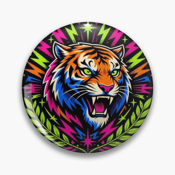 Item preview, Neon Cyberpunk Tiger Lightning Art designed and sold by ElvisVintagePosters.