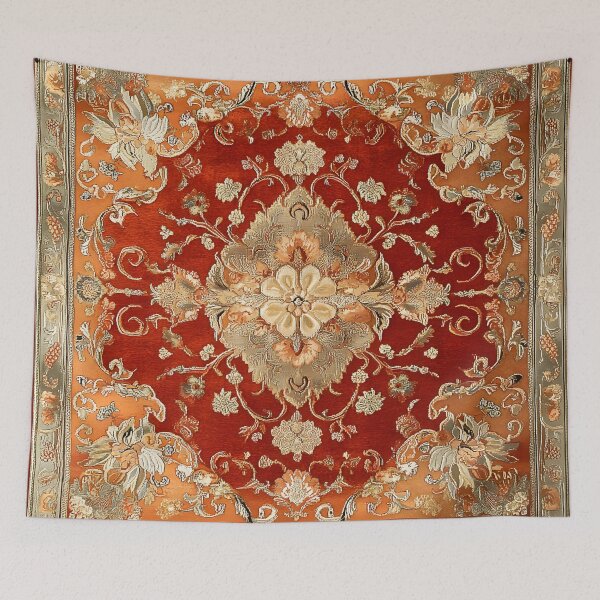 Item preview, Vintage Red Orange Persian Floral Royal Rug Pattern designed and sold by GrinGalore.