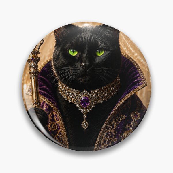 Item preview, Royal Black Cat King Purple Velvet Regal Portrait designed and sold by Extremeallie.