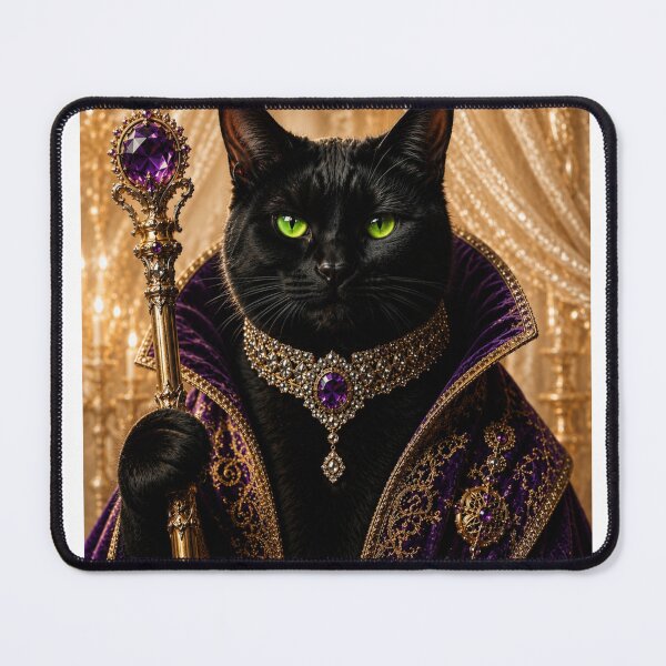 Item preview, Royal Black Cat King Purple Velvet Regal Portrait designed and sold by Extremeallie.