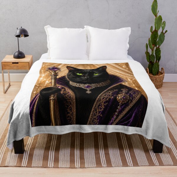 Item preview, Royal Black Cat King Purple Velvet Regal Portrait designed and sold by Extremeallie.