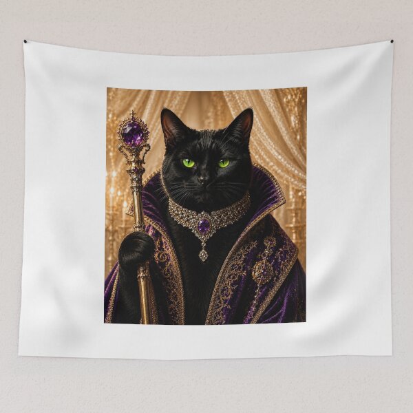 Item preview, Royal Black Cat King Purple Velvet Regal Portrait designed and sold by Extremeallie.