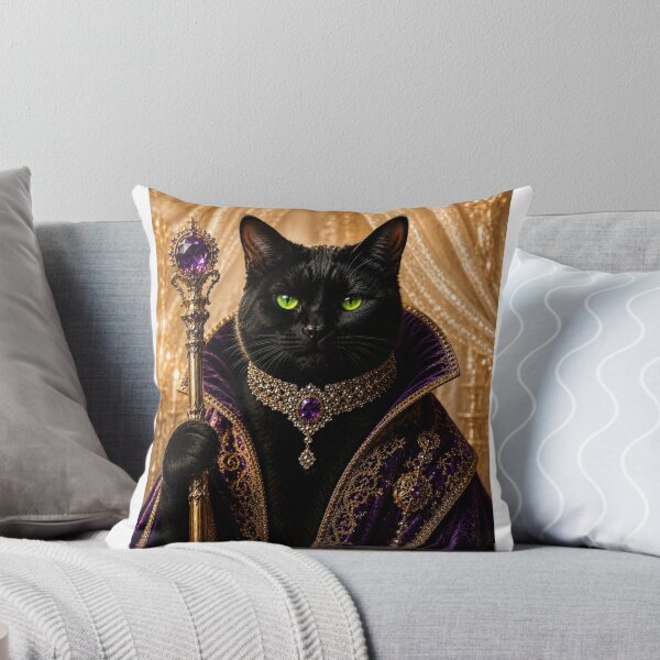 Item preview, Royal Black Cat King Purple Velvet Regal Portrait designed and sold by Extremeallie.
