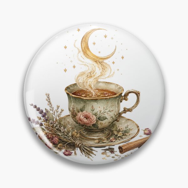Item preview, Tea Witch — Magical Tea Cup with Moon Steam Cottagecore Art designed and sold by DreamelleStudio.