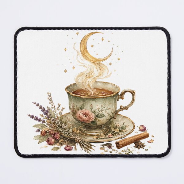 Item preview, Tea Witch — Magical Tea Cup with Moon Steam Cottagecore Art designed and sold by DreamelleStudio.