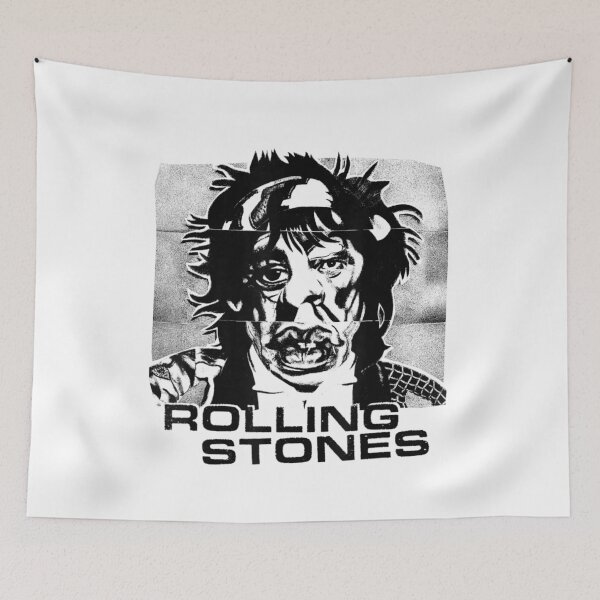 Item preview, Vintage Mick Jagger Portrait Black Graphic Classic Rock Music Band Design designed and sold by stellarofsea.