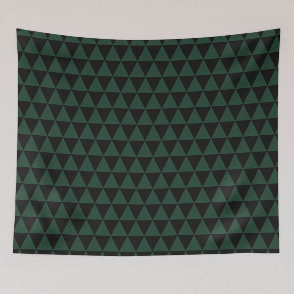 Item preview, Black And Forest Green Triangle Grid Pattern designed and sold by pattern-archive.
