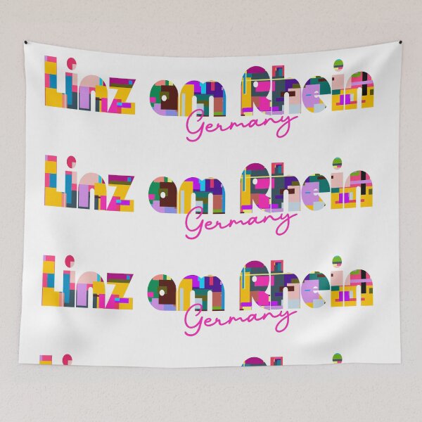 Item preview, Linz am Rhein, Germany, Vibrant Abstract City Typography Art designed and sold by Wanderful-roads.