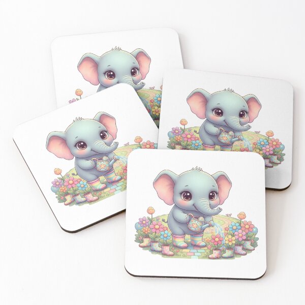 Item preview, A Charming Kawaii Elephant - Pastel Rainbow-Colored Spring Garden designed and sold by DigitfanStudio.