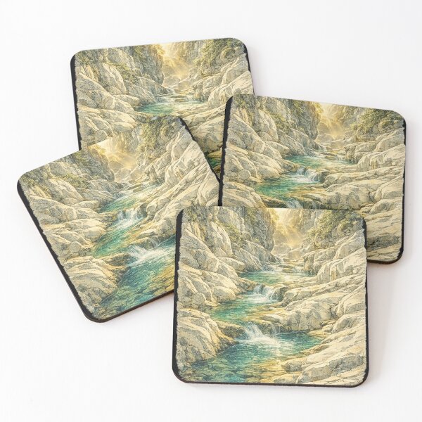Item preview, Alpine Waterfall Canyon: Turquoise Gorge Stream Mountain Landscape Art designed and sold by irfanshikh.