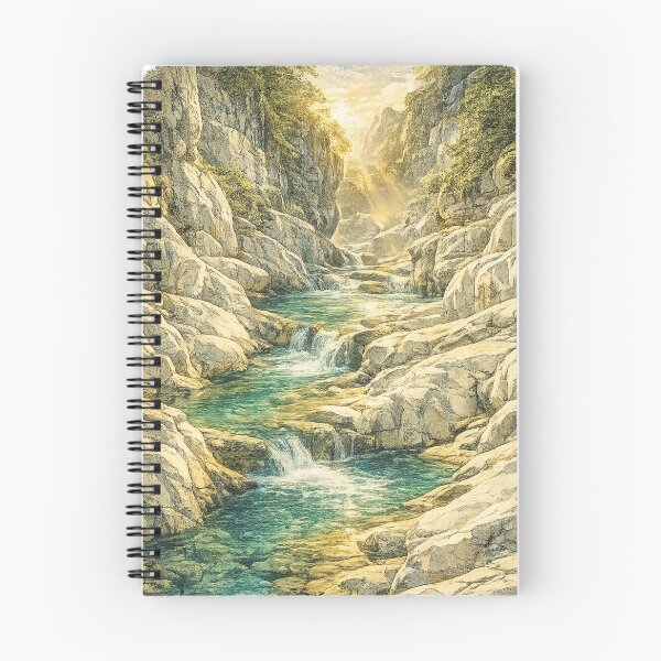 Item preview, Alpine Waterfall Canyon: Turquoise Gorge Stream Mountain Landscape Art designed and sold by irfanshikh.