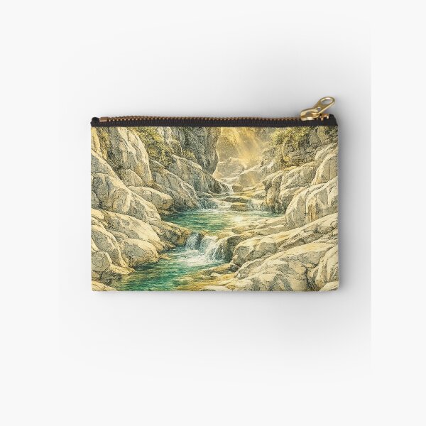 Item preview, Alpine Waterfall Canyon: Turquoise Gorge Stream Mountain Landscape Art designed and sold by irfanshikh.