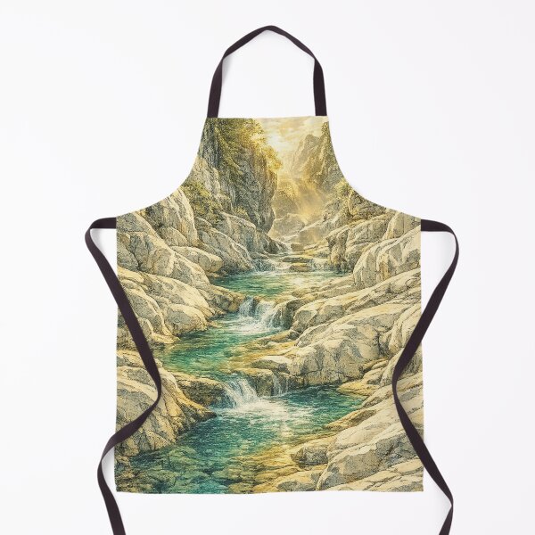 Item preview, Alpine Waterfall Canyon: Turquoise Gorge Stream Mountain Landscape Art designed and sold by irfanshikh.