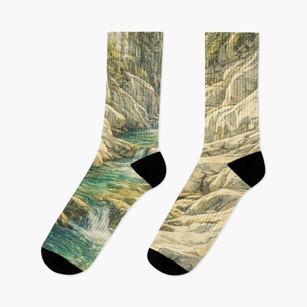 Item preview, Alpine Waterfall Canyon: Turquoise Gorge Stream Mountain Landscape Art designed and sold by irfanshikh.