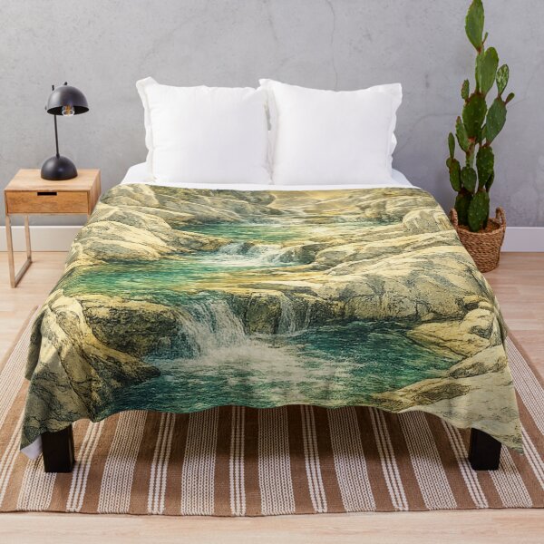 Item preview, Alpine Waterfall Canyon: Turquoise Gorge Stream Mountain Landscape Art designed and sold by irfanshikh.