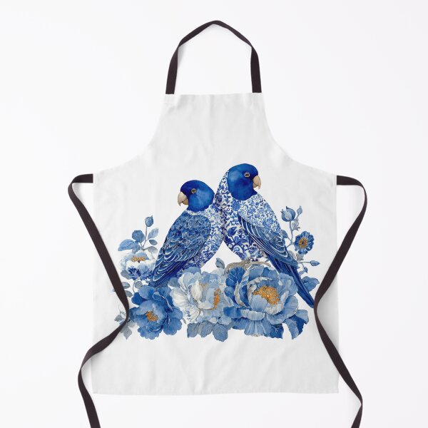 Item preview, Blue Chinoiserie Parrots with Floral Peonies designed and sold by NightSpell.