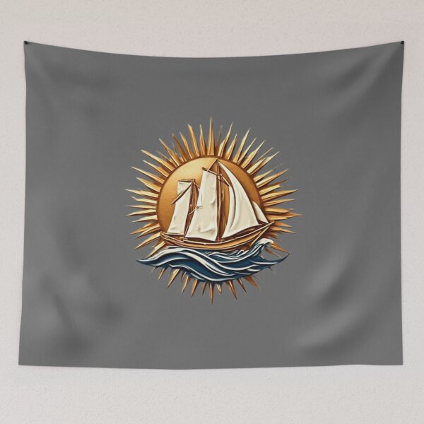 Item preview, Sailing Ship with Sun & Wave | Elysium Echoes Icon 01 designed and sold by Shift-Bloom.