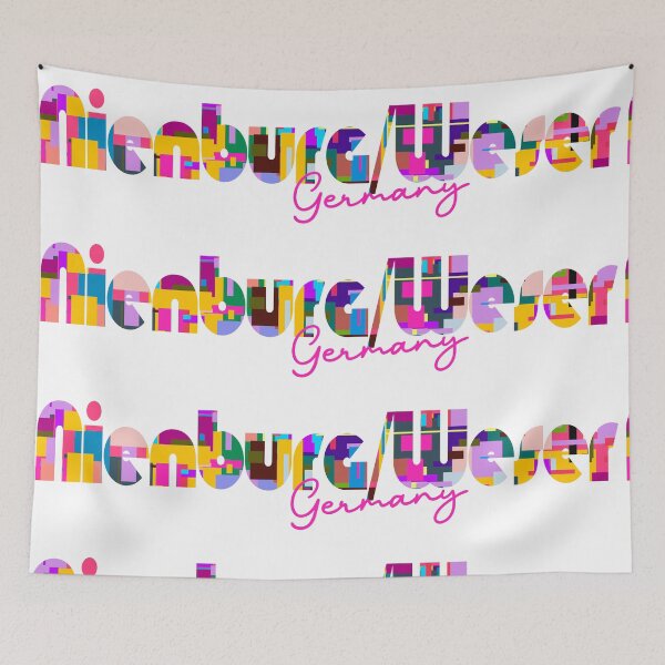 Item preview, Nienburg/Weser, Germany, Vibrant Abstract City Typography Art designed and sold by Wanderful-roads.