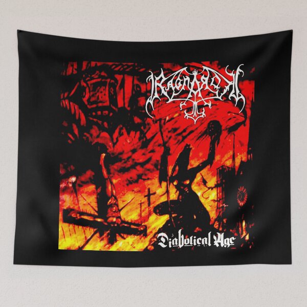 Item preview, Red Yellow Background With Death Metal Typography designed and sold by MosiqueUnique.