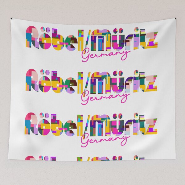 Item preview, Röbel/Müritz, Germany, Vibrant Abstract City Typography Art designed and sold by Wanderful-roads.