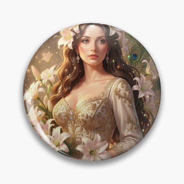 Item preview, Art Nouveau Lily & Peacock Lady designed and sold by FotoworldEdel.