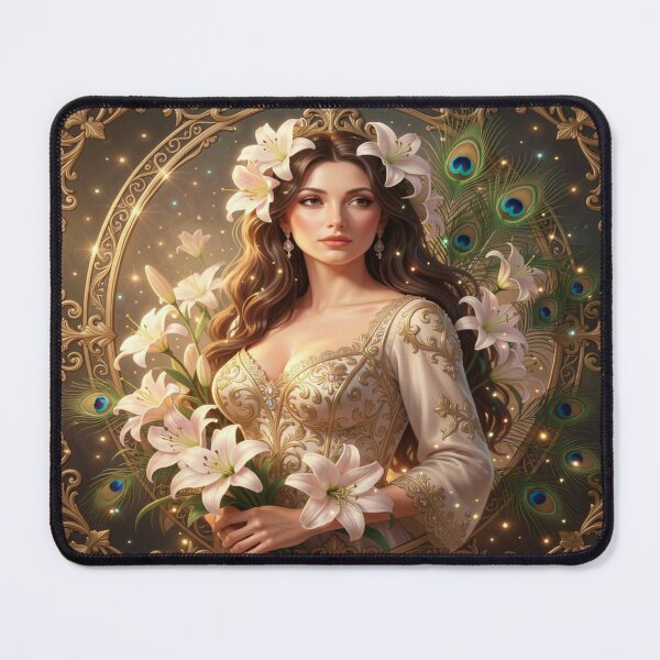 Item preview, Art Nouveau Lily & Peacock Lady designed and sold by FotoworldEdel.