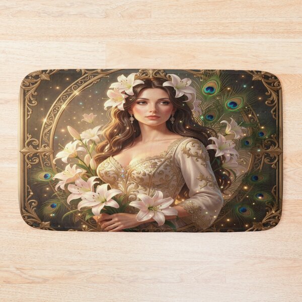 Item preview, Art Nouveau Lily & Peacock Lady designed and sold by FotoworldEdel.