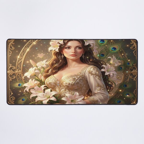 Item preview, Art Nouveau Lily & Peacock Lady designed and sold by FotoworldEdel.