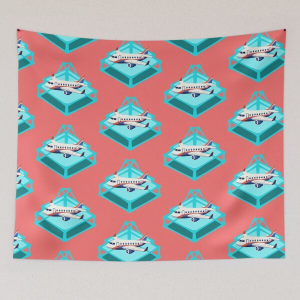 Item preview, Cute Airplane Flying Over Turquoise Bridge designed and sold by MigWhimsy.