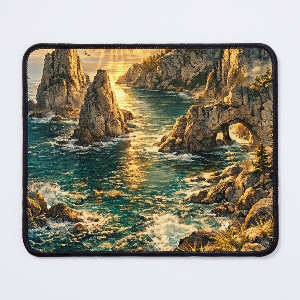 Item preview, Sea Arch Formation: Dramatic Coastal Rocks Ocean Sunrise Seascape designed and sold by irfanshikh.