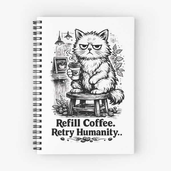 Item preview, Refill Coffee Retry Humanity Funny Cat T-Shirt | Moody Coffee Lover Vintage Quote Design designed and sold by Rx Graphic Studio.