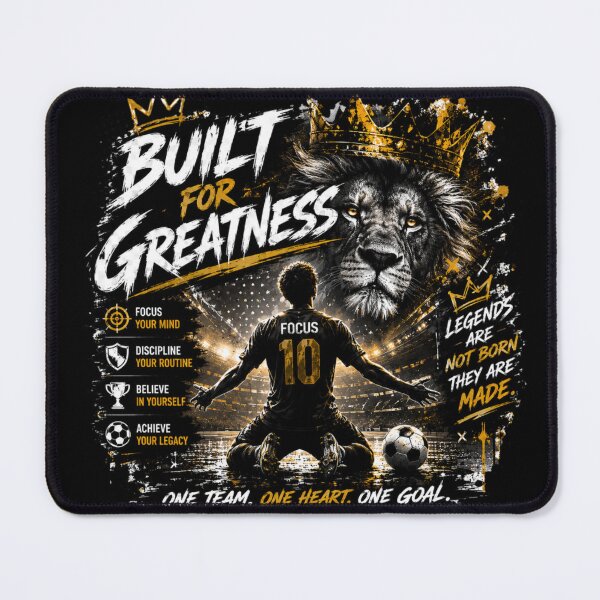 Item preview, Built for Greatness – Motivational Soccer Lion Design designed and sold by LegendCourt.