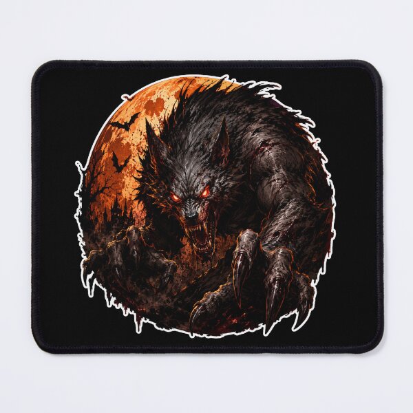 Item preview, Scary red full moon Werewolf art designed and sold by SMARTKIT  DESIGNAGENCY.