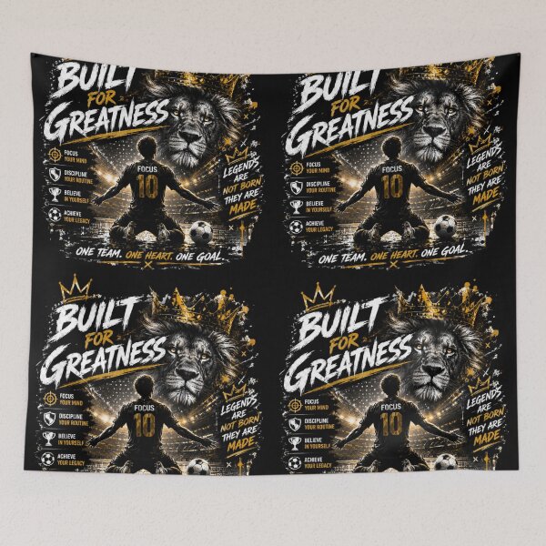 Item preview, Built for Greatness – Motivational Soccer Lion Design designed and sold by LegendCourt.
