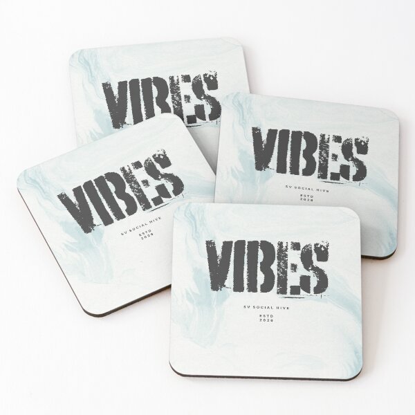 Item preview, Blue Marbled Background - Vibes in black Tshirt design designed and sold by SVSocialH.