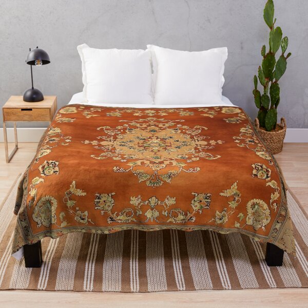 Item preview, Vintage Orange Terracotta Persian Floral Oriental Royal Rug Pattern designed and sold by GrinGalore.