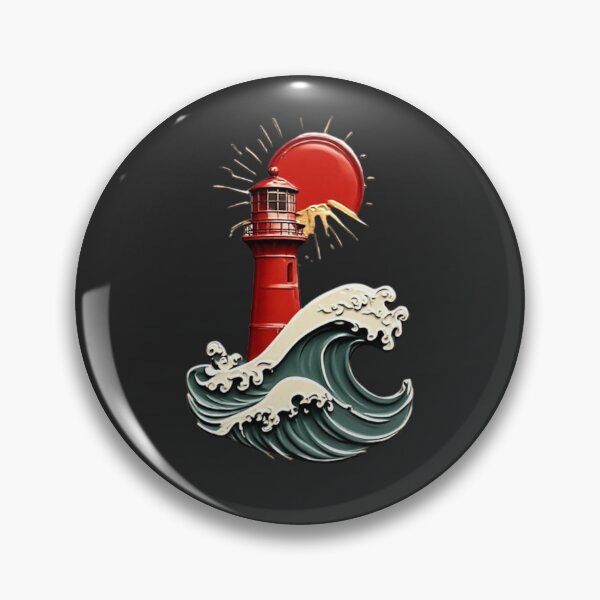 Item preview, Lighthouse with Red Sun & Wave | Elysium Echoes Icon 02 designed and sold by Shift-Bloom.