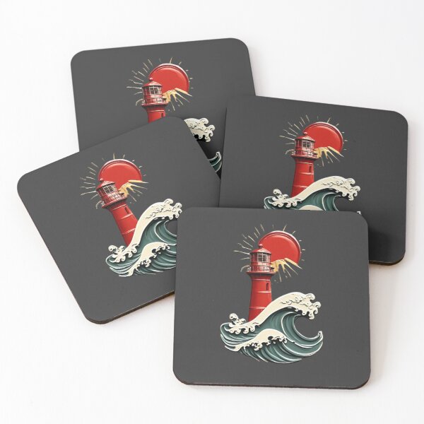 Item preview, Lighthouse with Red Sun & Wave | Elysium Echoes Icon 02 designed and sold by Shift-Bloom.