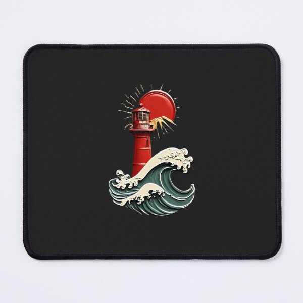 Item preview, Lighthouse with Red Sun & Wave | Elysium Echoes Icon 02 designed and sold by Shift-Bloom.