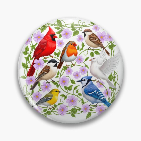 Item preview, Colorful Garden Birds Floral Vine Art designed and sold by NightSpell.