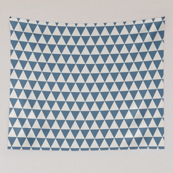 Item preview, Patrón de cuadrícula triangular azul y crema designed and sold by pattern-archive.