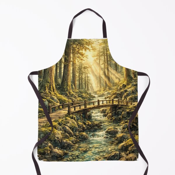 Item preview, Enchanted Forest Sunbeams: Old Growth Trees Wooden Bridge Stream Path designed and sold by irfanshikh.