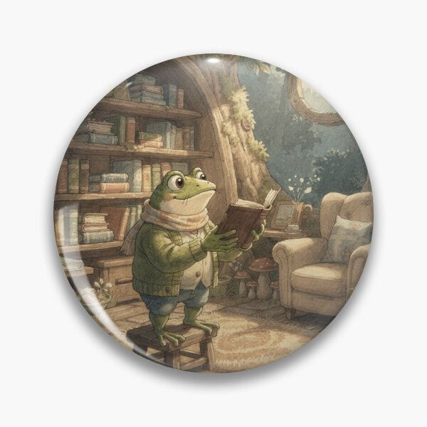 Item preview, Frog Bookseller Recommending One Perfect Novel Cottagecore Art designed and sold by PictorialWhimsy.