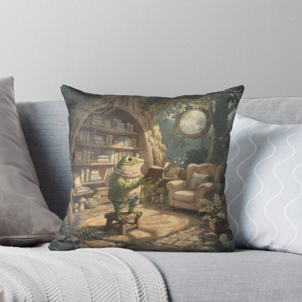 Item preview, Frog Bookseller Recommending One Perfect Novel Cottagecore Art designed and sold by PictorialWhimsy.
